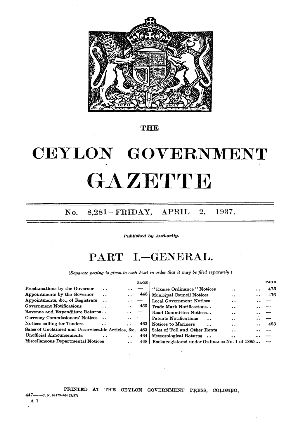 Ceylon Government Gazette