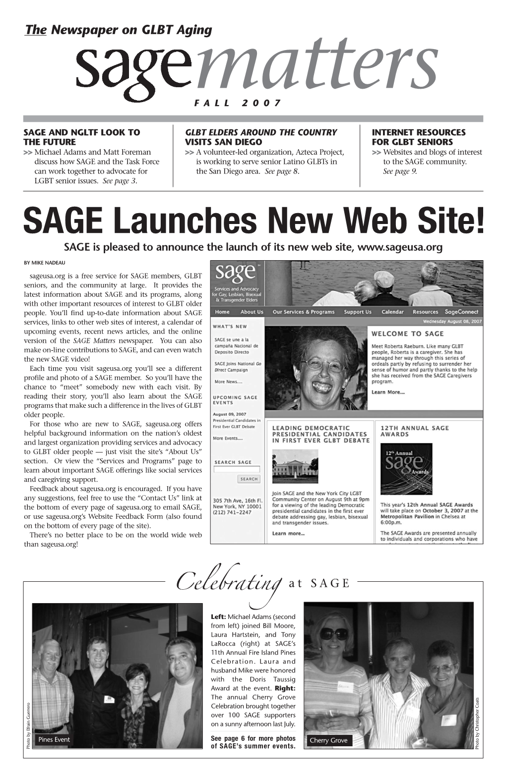 SAGE Launches New Web Site! SAGE Is Pleased to Announce the Launch of Its New Web Site