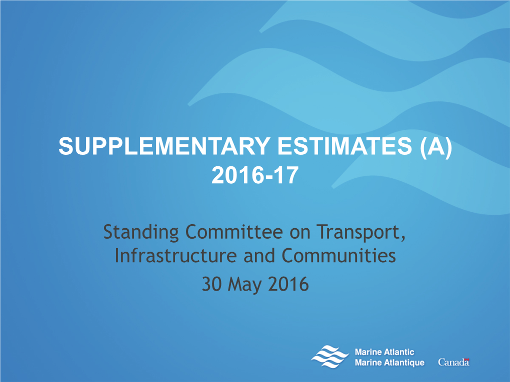 Supplementary Estimates (A) 2016-17