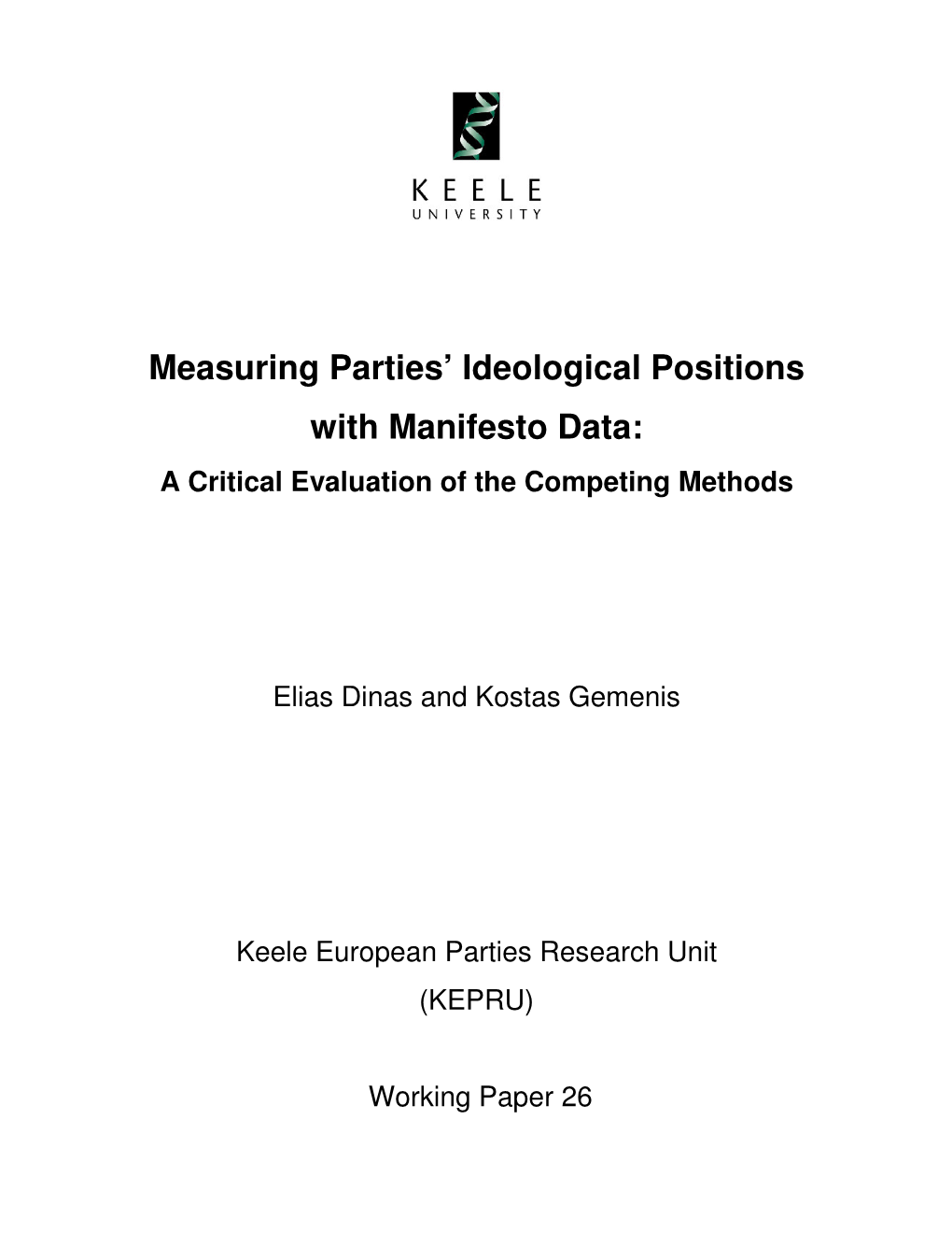 Measuring Parties' Ideological Positions with Manifesto Data