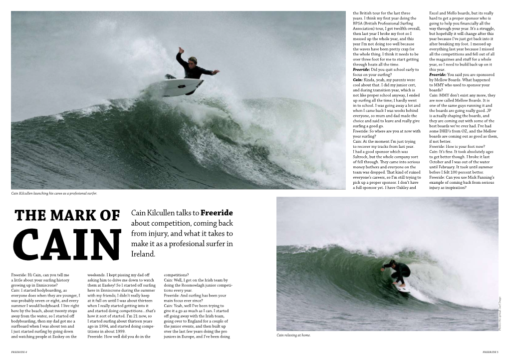 THE MARK of About Competition, Coming Back from Injury, and What It Takes to Make It As a Profesional Surfer in CAIN Ireland