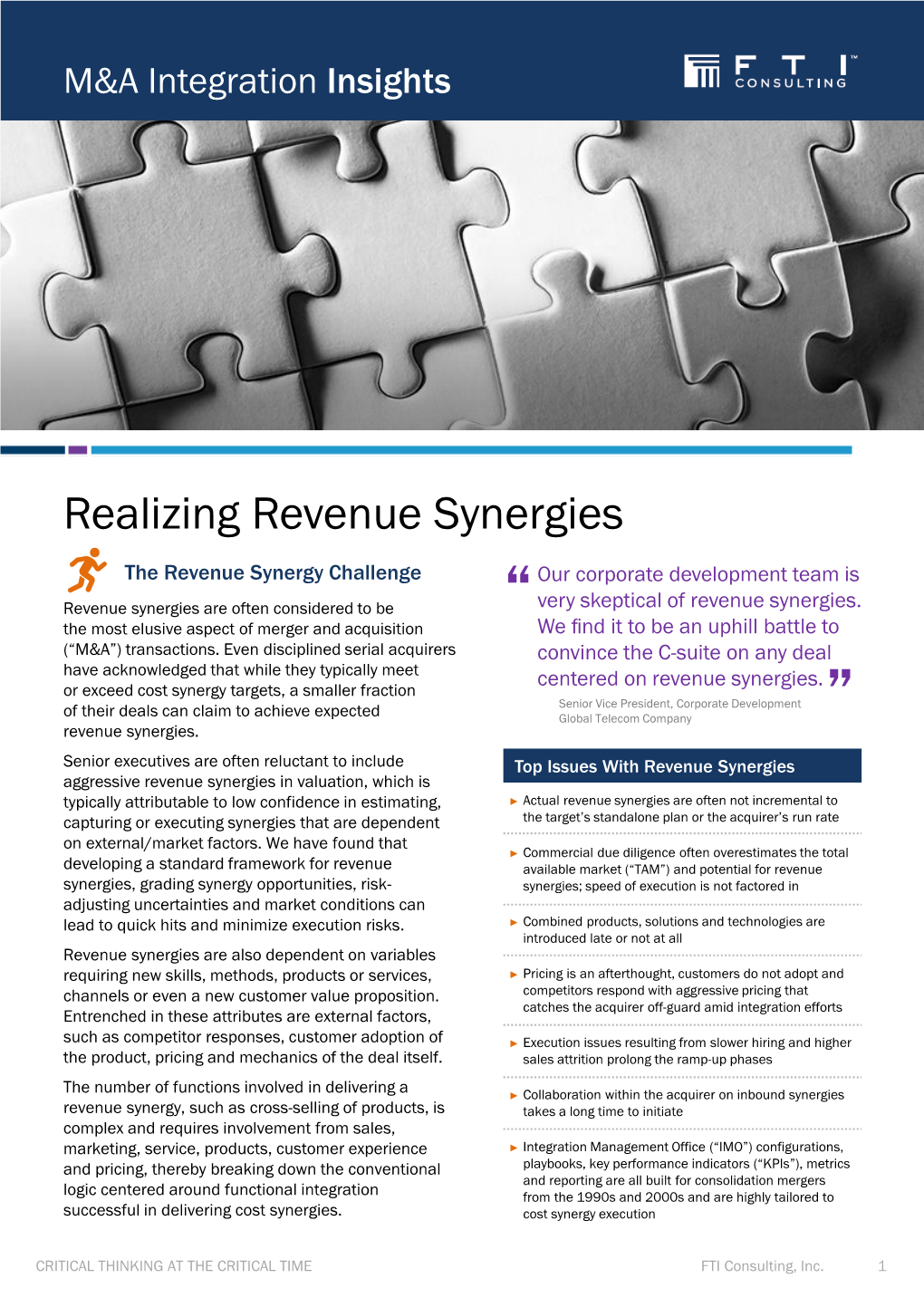 Realizing Revenue Synergies