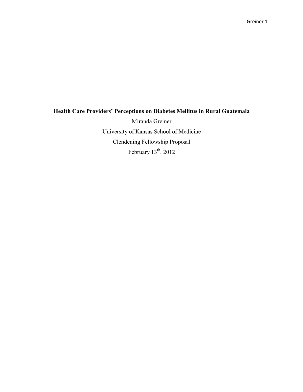 Health Care Providers' Perceptions on Diabetes Mellitus in Rural