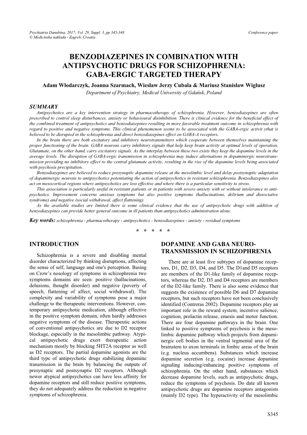 Benzodiazepines in Combination with Antipsychotic Drugs for Schizophrenia