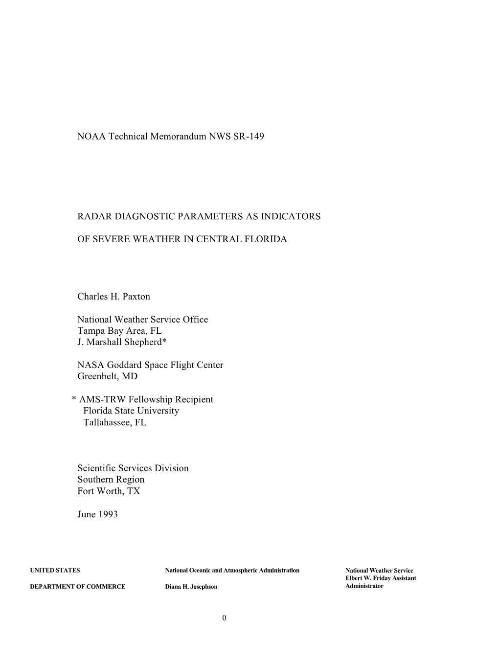NOAA Technical Memorandum NWS SR-149