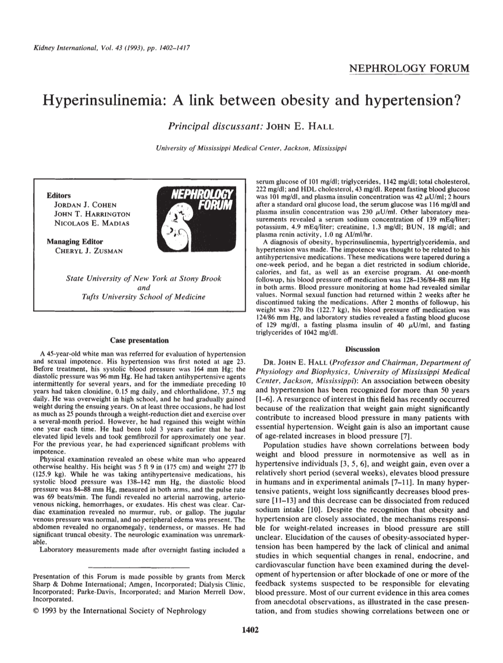 Hyperinsulinemia: a Link Between Obesity and Hypertension?