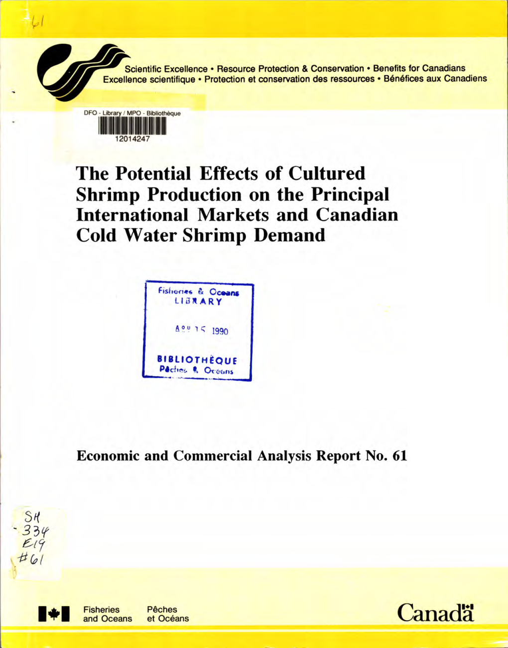 Shrimp Production on the Principal International Markets and Canadian Cold Water Shrimp Demand