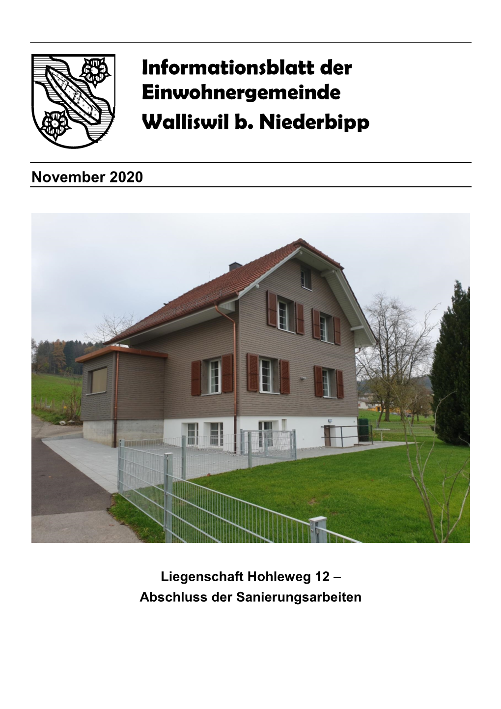 Informationsblatt Der Einwohnergemeinde Walliswil B. Niederbipp