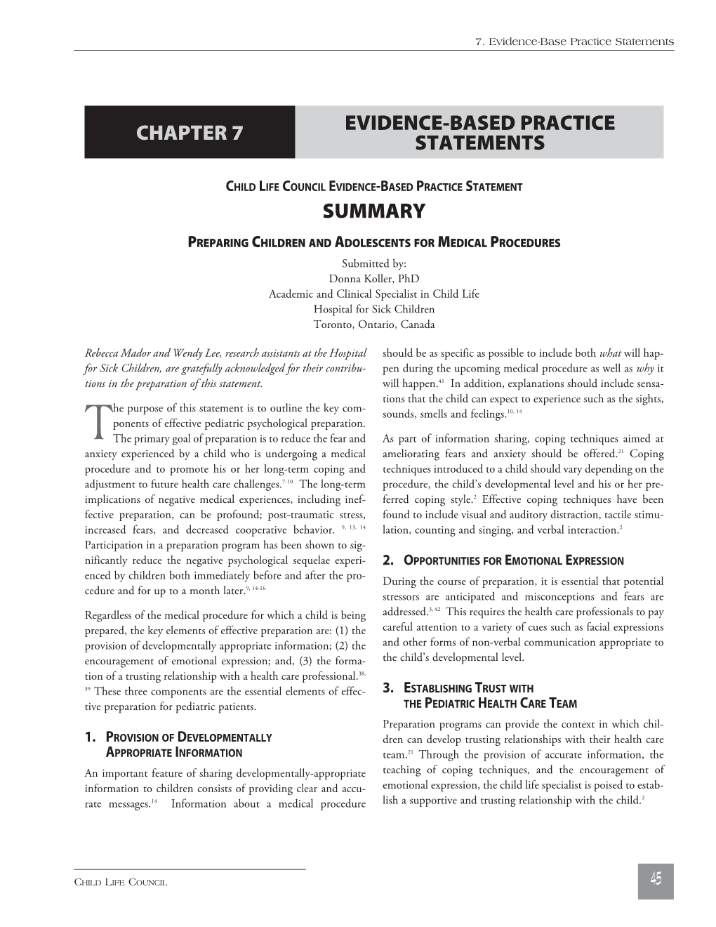 Evidence-Based Practice Statements Chapter 7 Summary