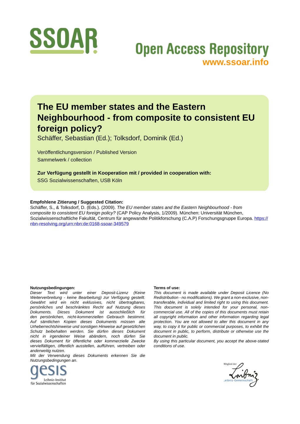 The EU Member States and the Eastern Neighbourhood–From