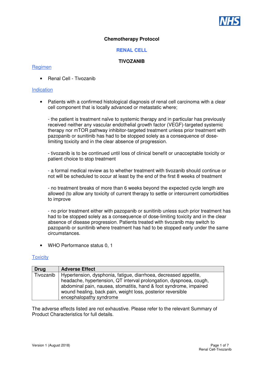 Chemotherapy Protocol