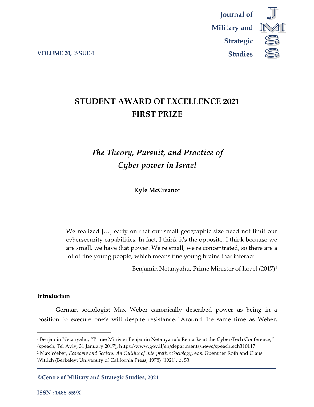STUDENT AWARD of EXCELLENCE 2021 FIRST PRIZE the Theory