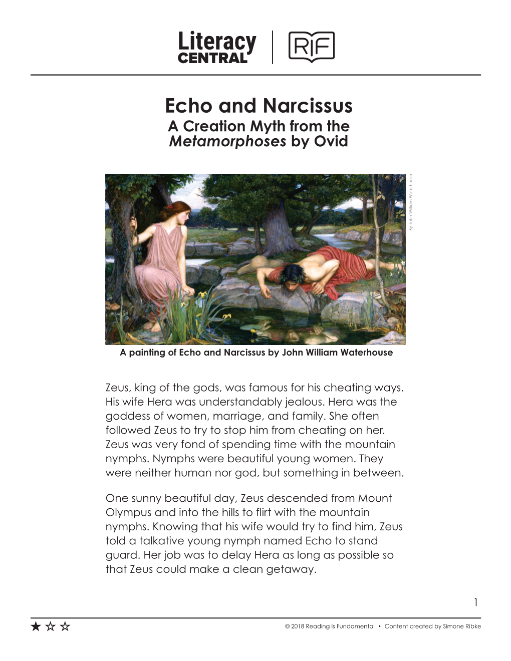 Echo and Narcissus a Creation Myth from the Metamorphoses by Ovid by John William Waterhouse