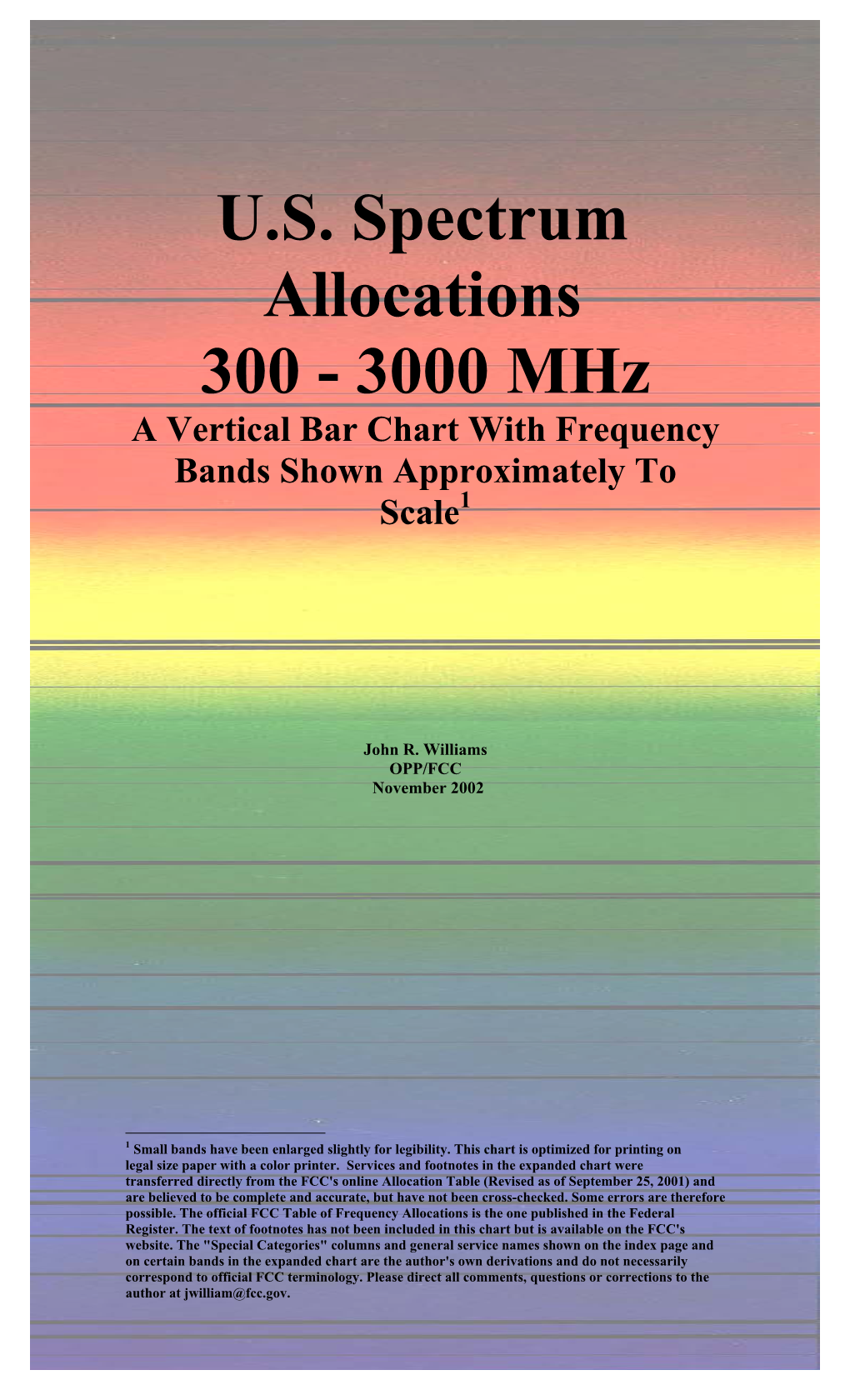 U.S. Spectrum Allocations 300 - 3000 Mhz a Vertical Bar Chart with Frequency Bands Shown Approximately to Scale1