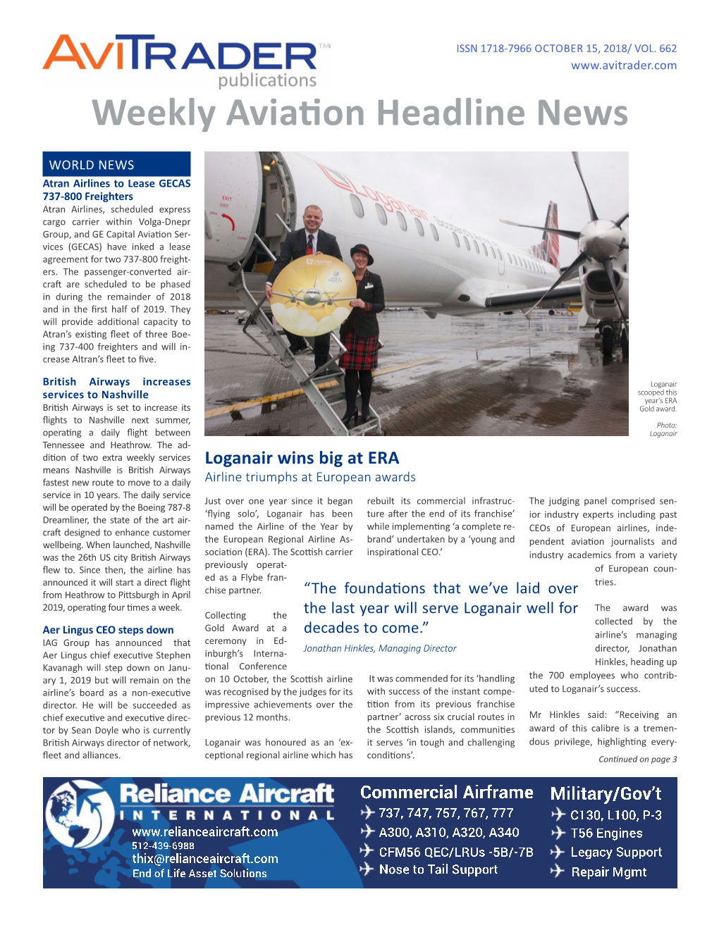 Weekly Aviation Headline News