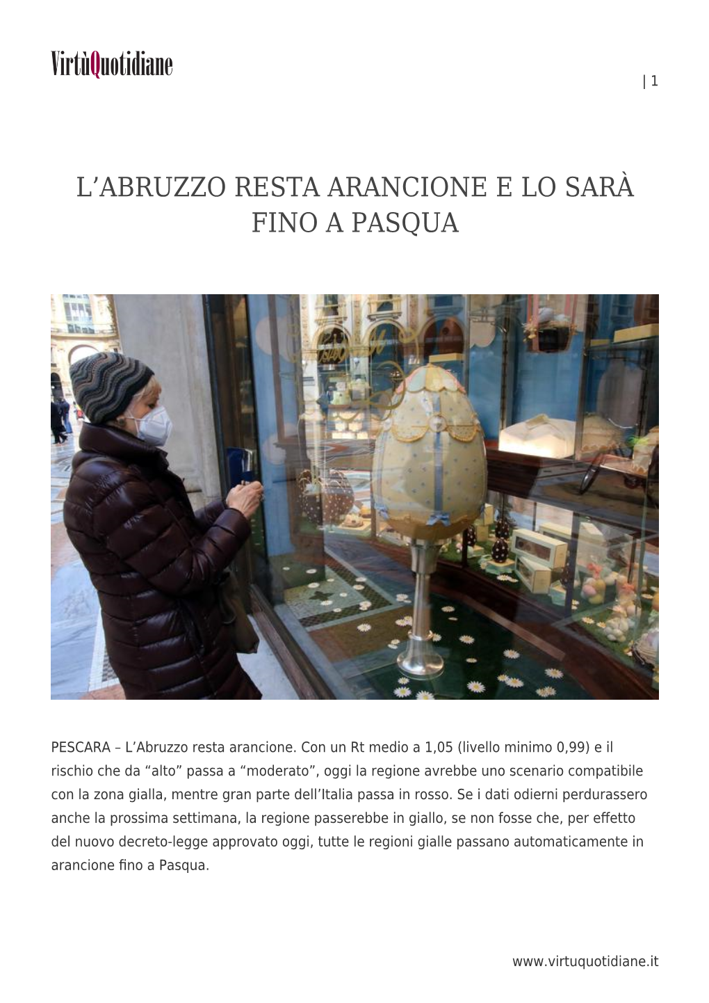 L&#8217;Abruzzo Resta Arancione E Lo Sarà Fino A