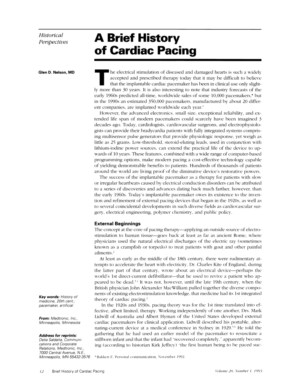 A Brief History of Cardiac Pacing