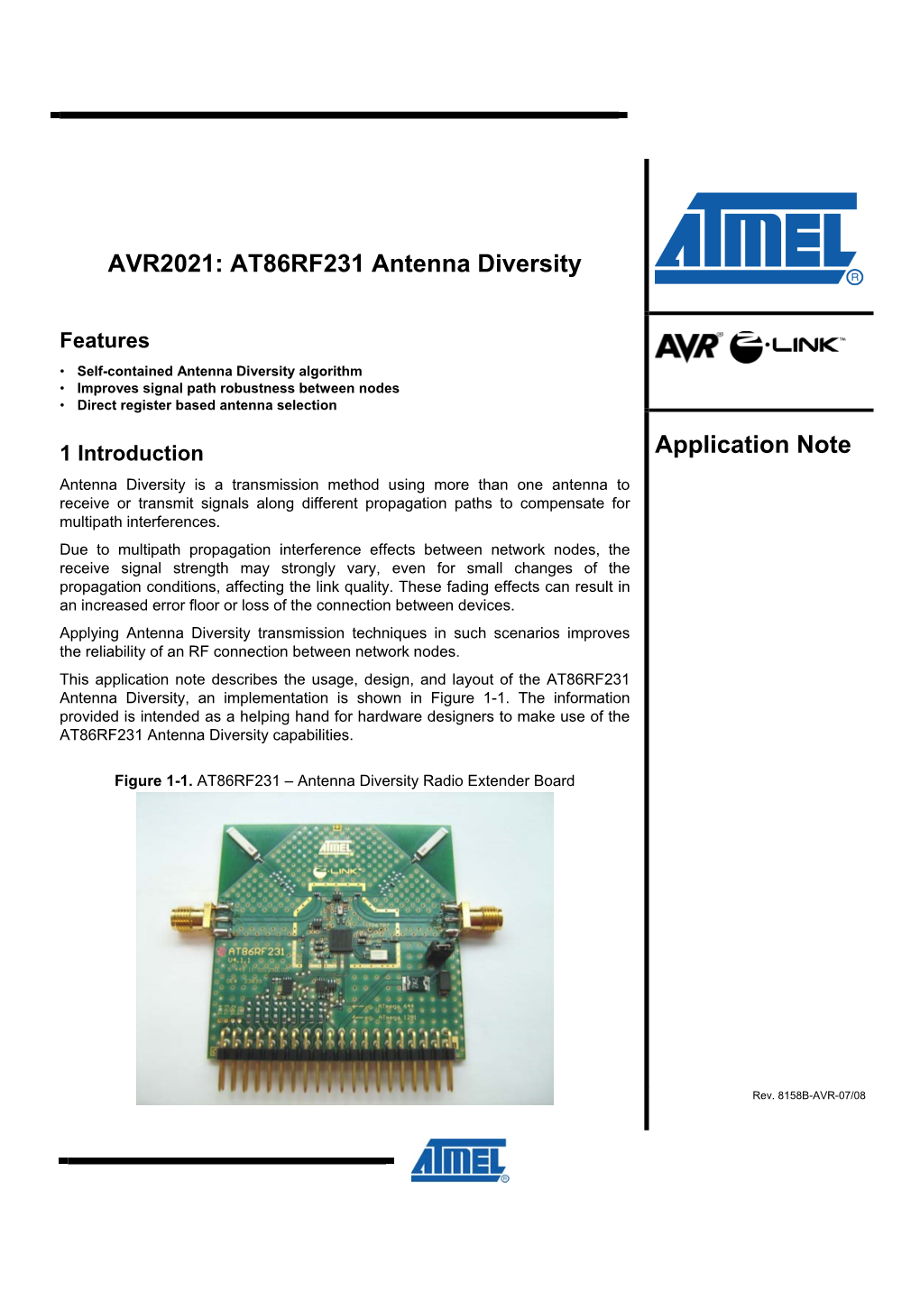 AVR2021: AT86RF231 Antenna Diversity