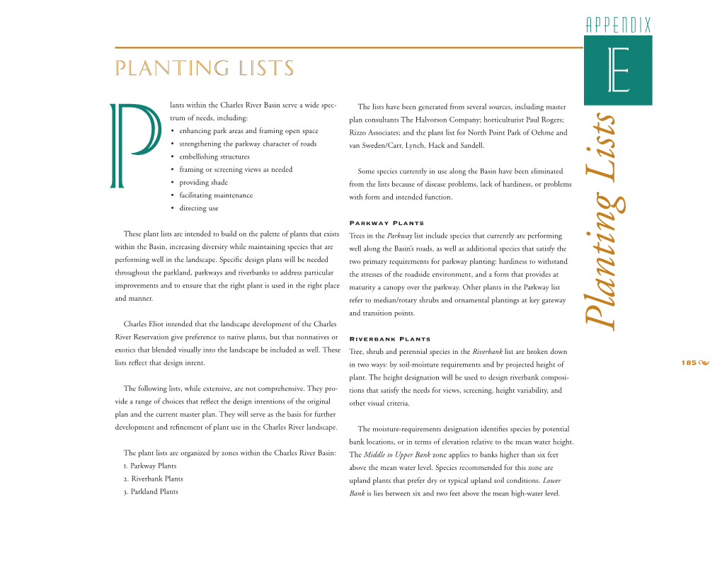 Planting Lists