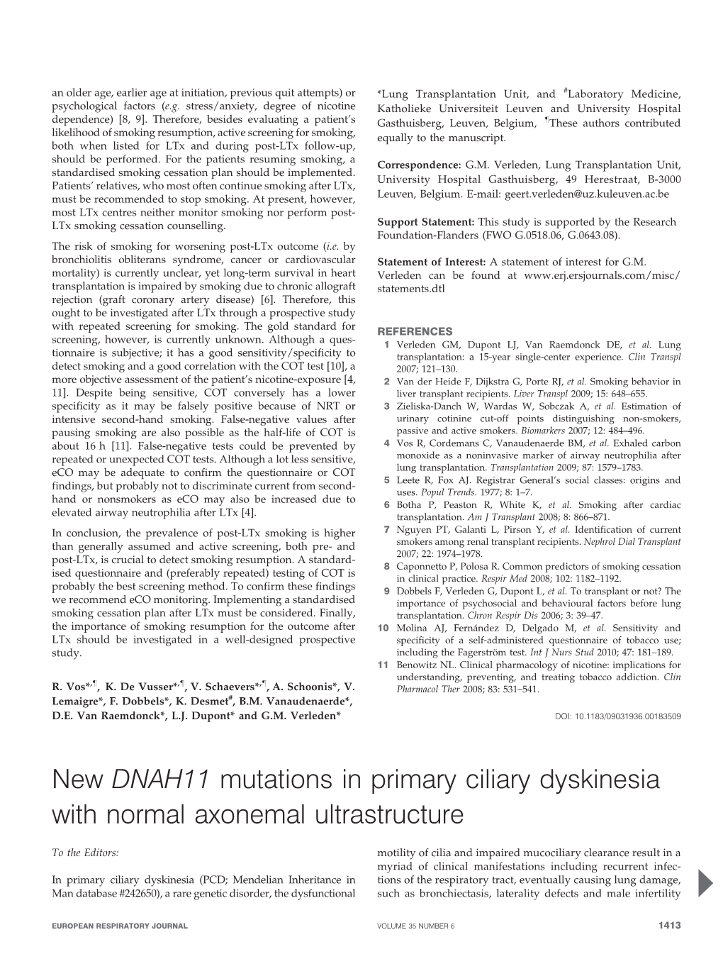 New DNAH11 Mutations in Primary Ciliary Dyskinesia with Normal Axonemal Ultrastructure