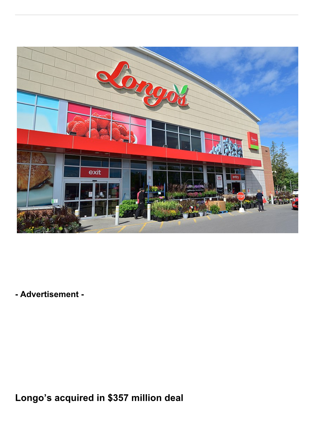 Longo's Acquired in $357 Million Deal