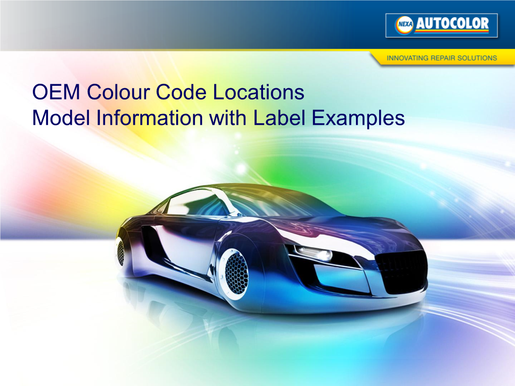 OEM Colour Code Locations Model Information with Label Examples ALFA ROMEO
