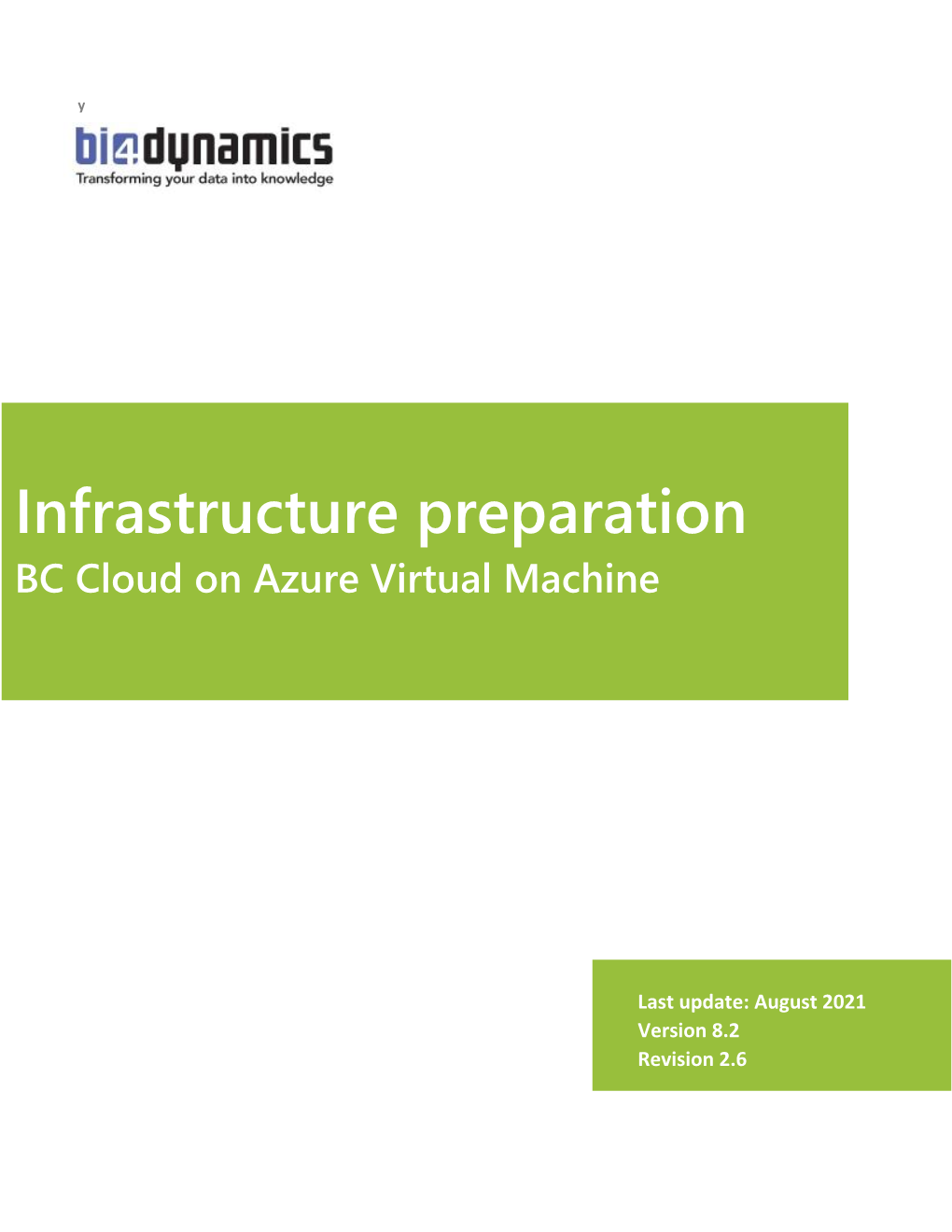 Infrastructure Preparation BC Cloud on Azure Virtual Machine