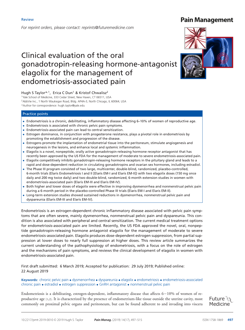 Clinical Evaluation of the Oral Gonadotropin-Releasing Hormone-Antagonist Elagolix for the Management of Endometriosis-Associated Pain
