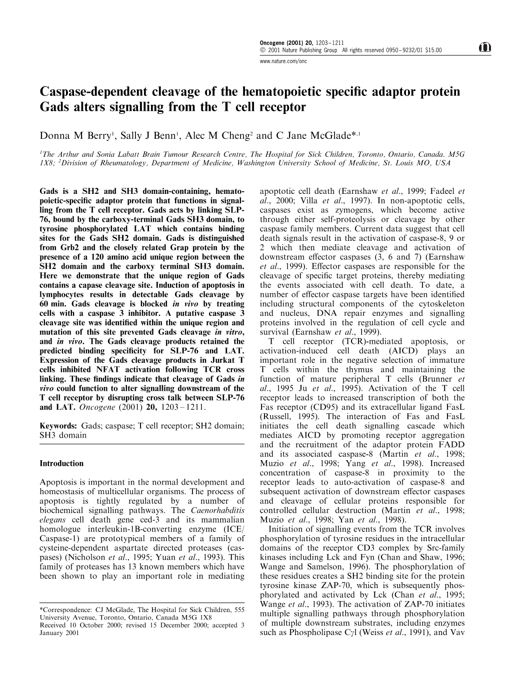 Caspase-Dependent Cleavage of the Hematopoietic Specific Adaptor