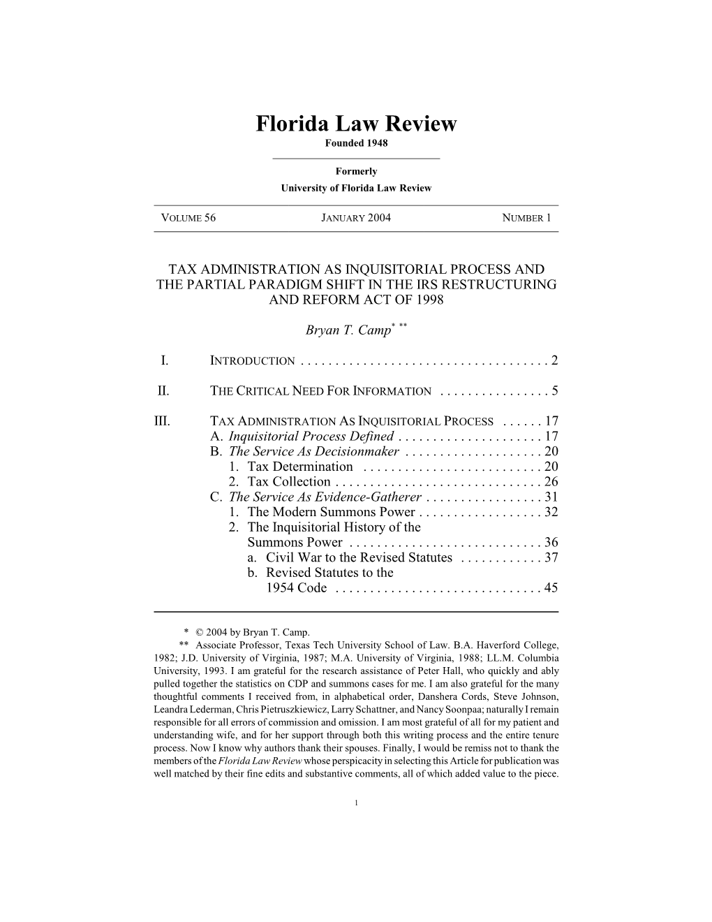 Florida Law Review Founded 1948