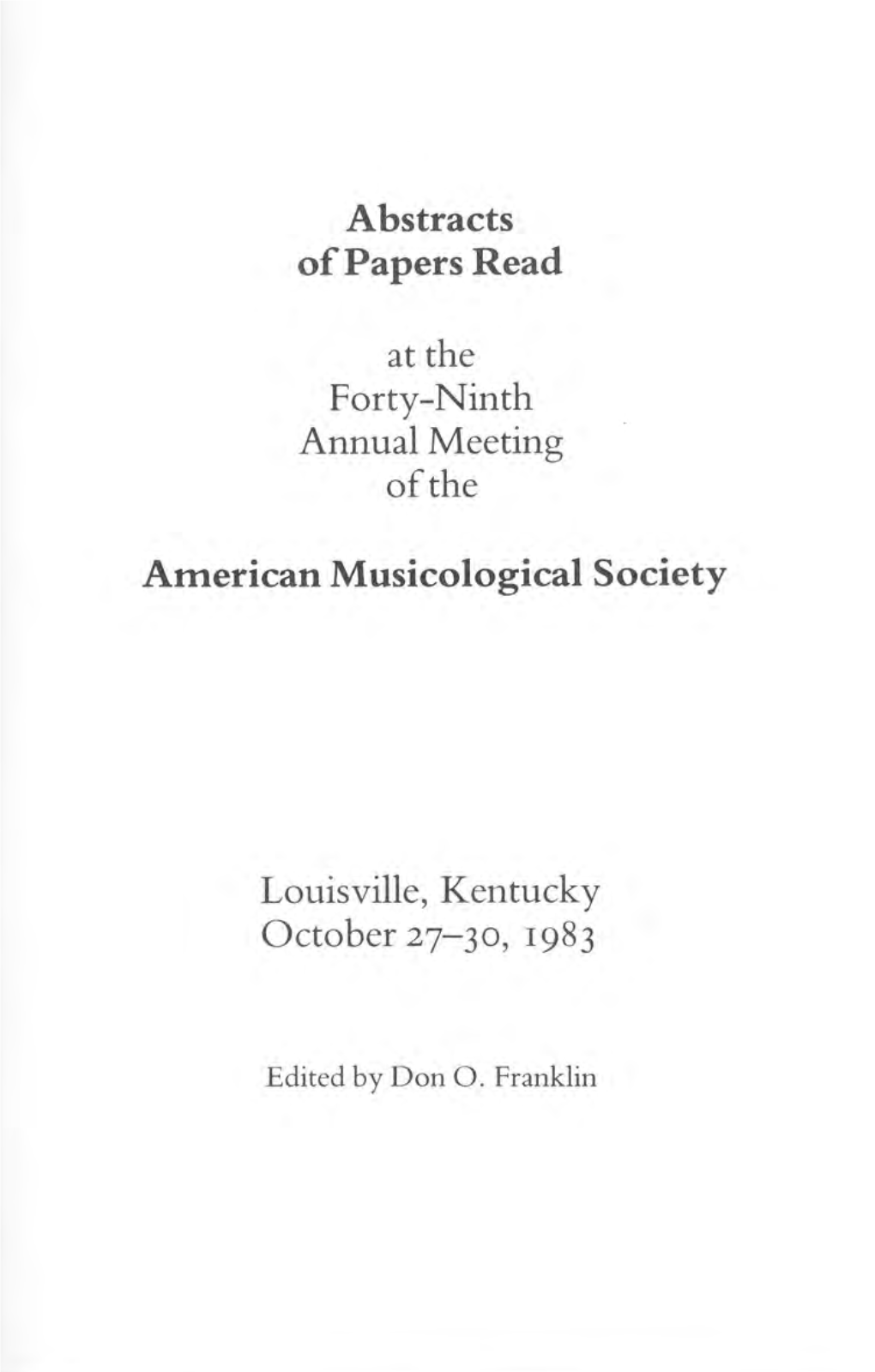 Abstracts of Papers Read