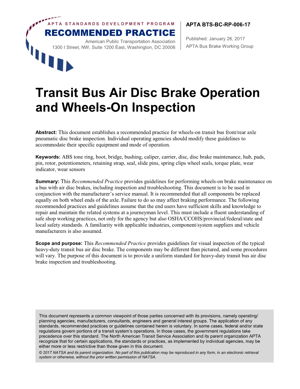 Transit Bus Air Disc Brake Operation and Wheels-On Inspection