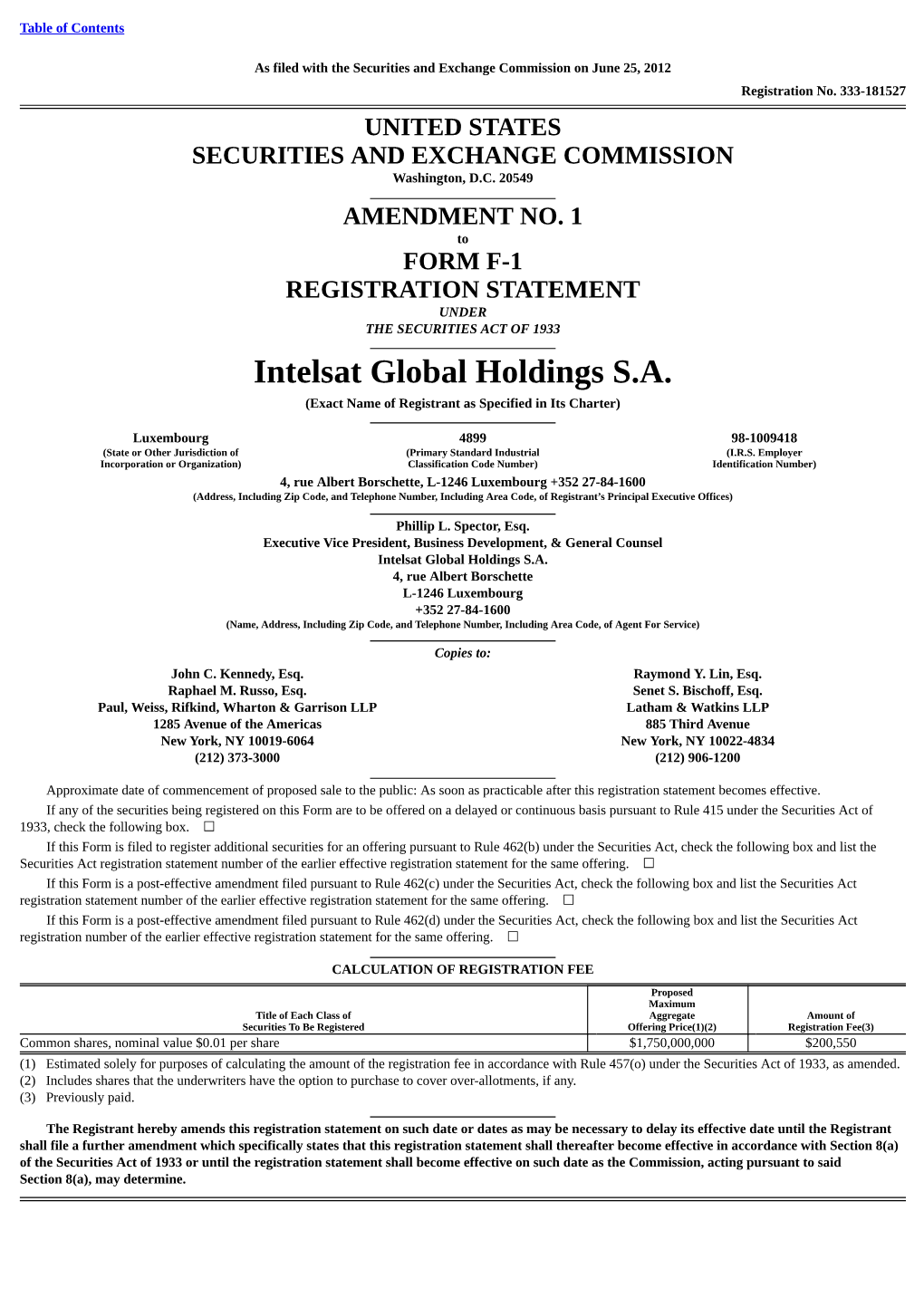 Intelsat Global Holdings SA