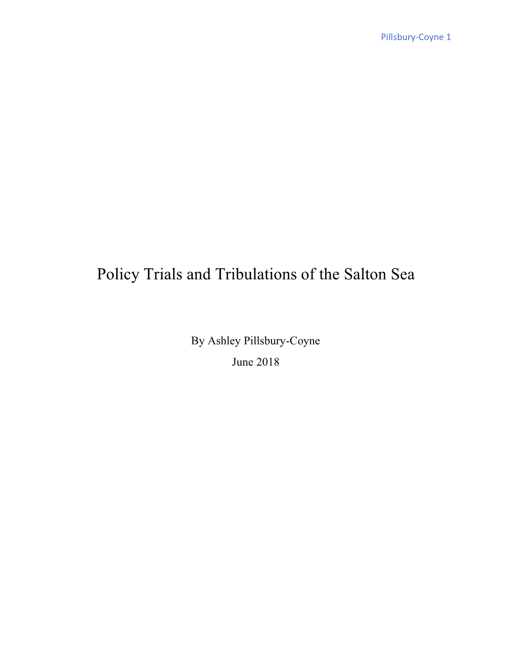 Policy Trials and Tribulations of the Salton Sea