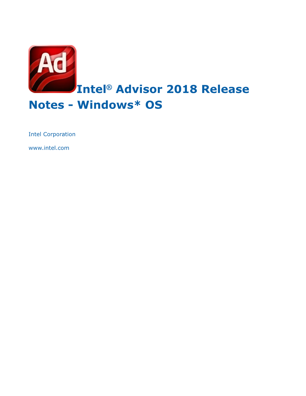 Intel® Advisor 2018 Release Notes - Windows* OS