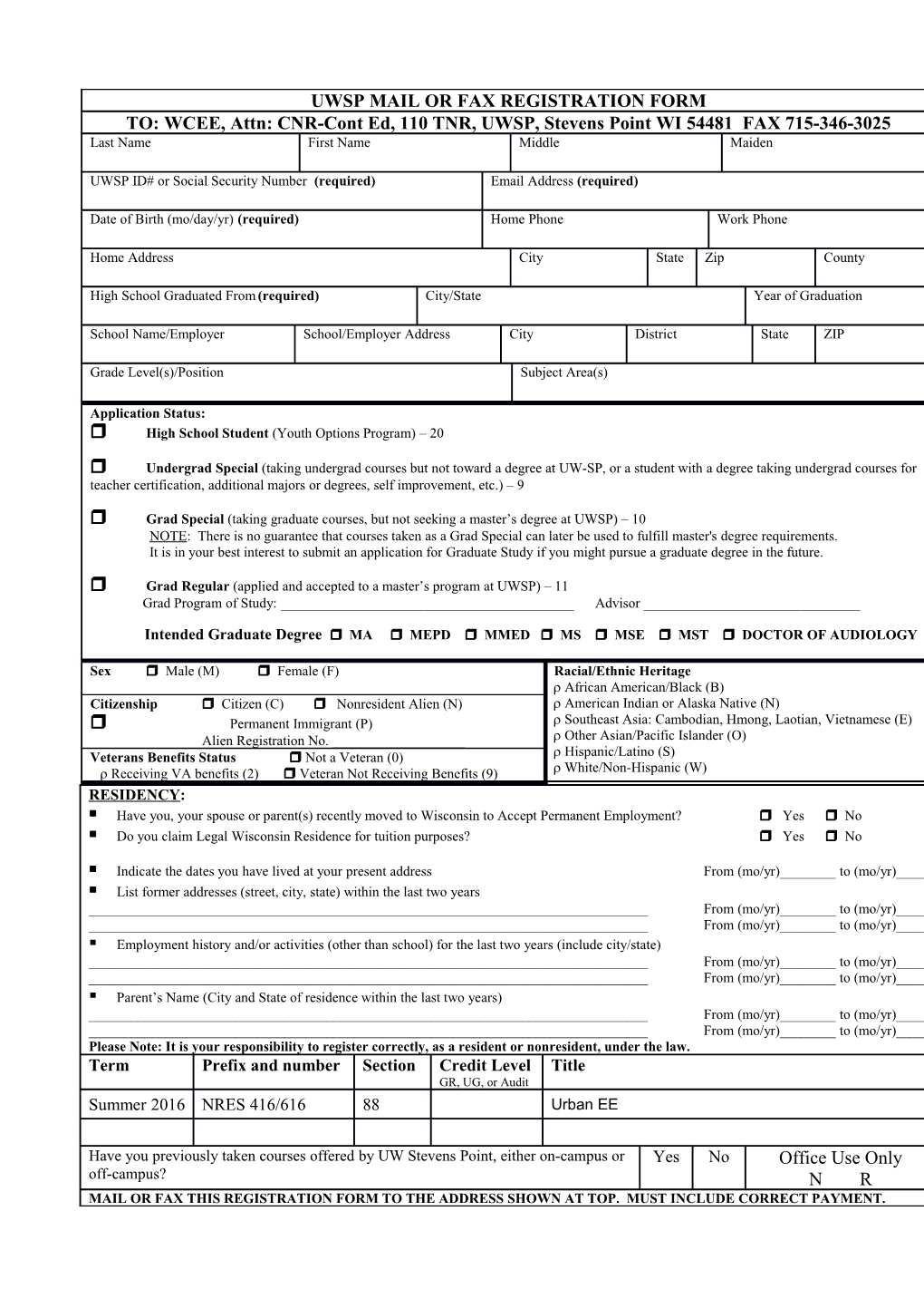 Uwsp Mail Registration Form s1