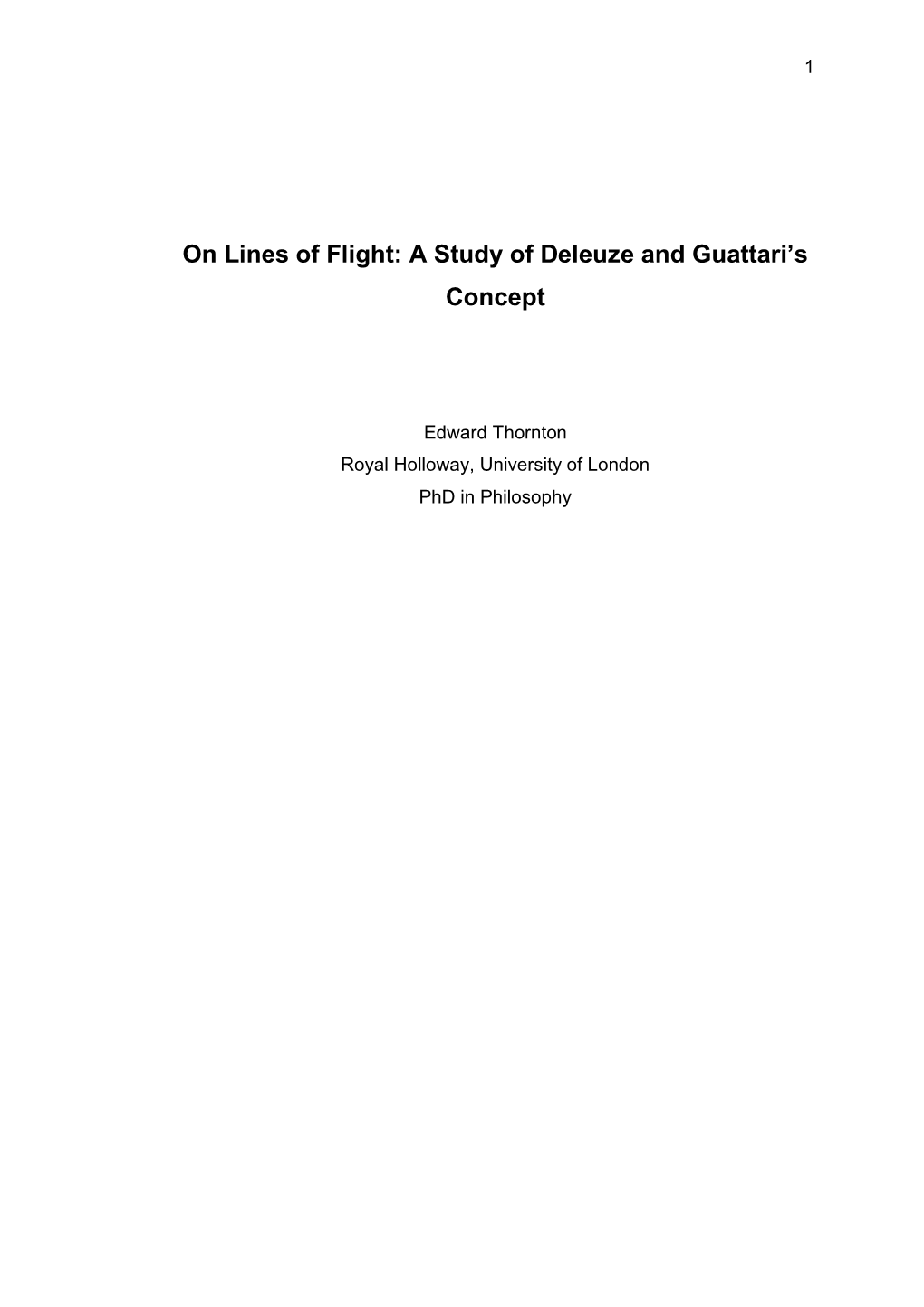 On Lines of Flight: a Study of Deleuze and Guattari's Concept