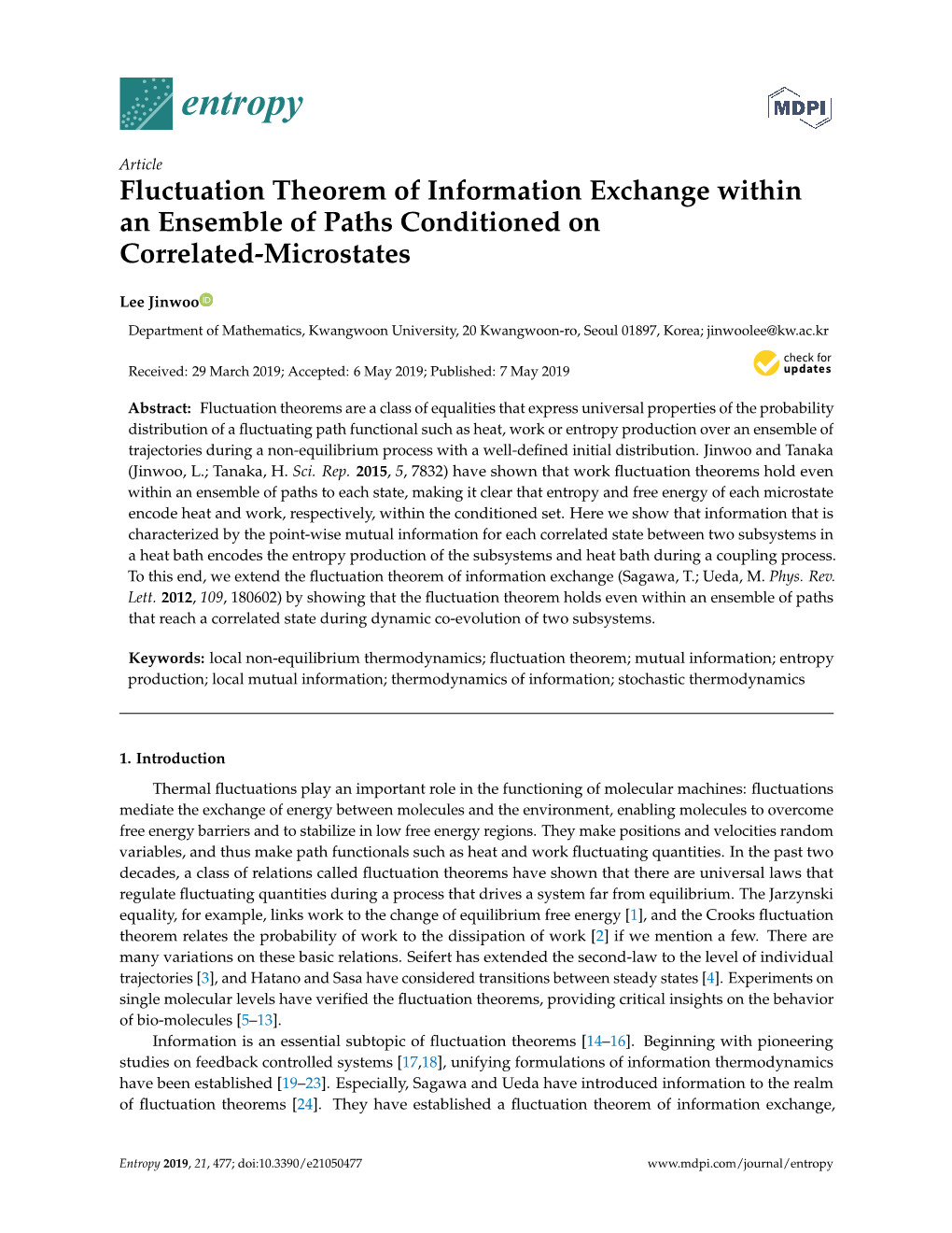 Fluctuation Theorem of Information Exchange Within an Ensemble of Paths Conditioned on Correlated-Microstates