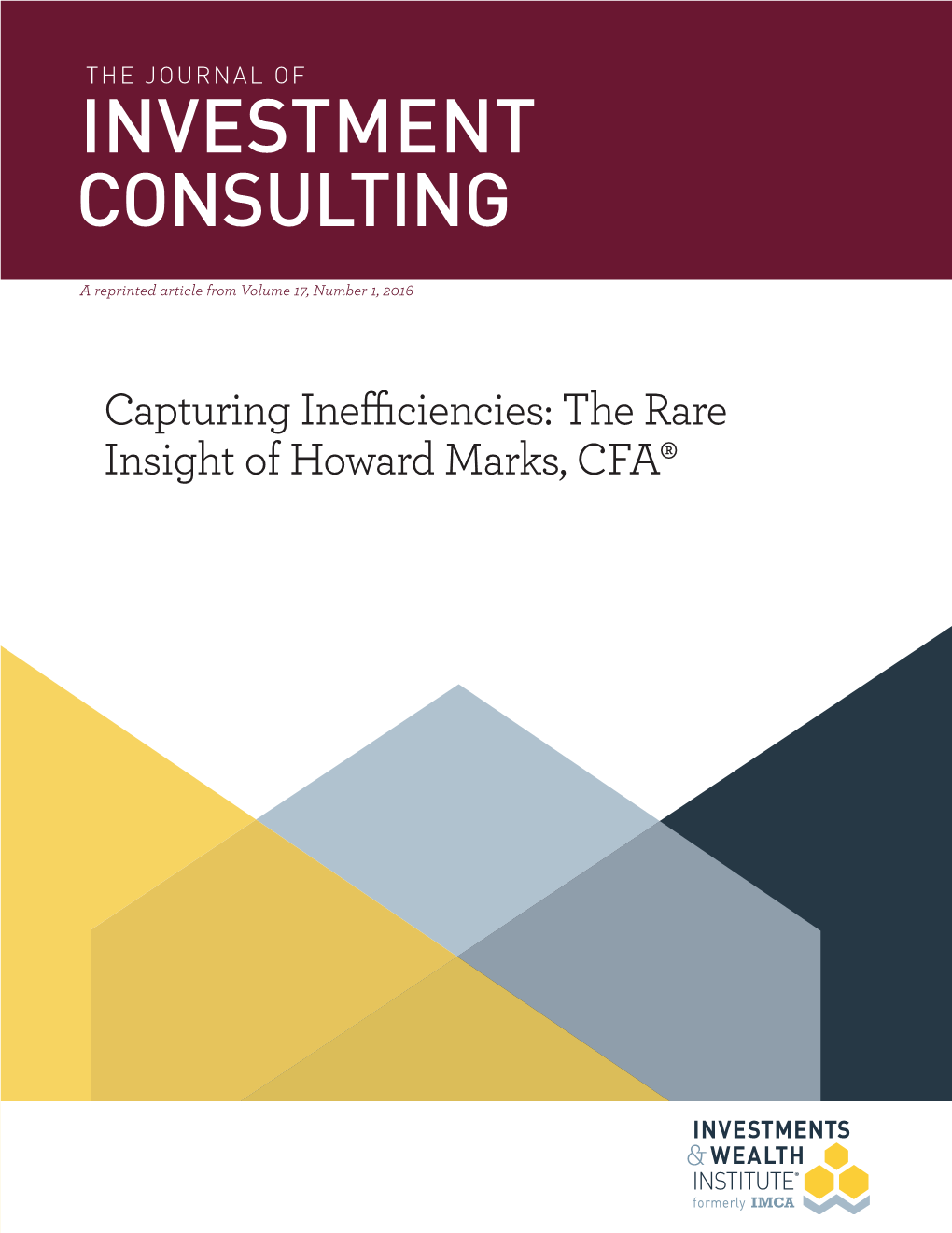 Howard Marks, CFA® the MASTERS SERIES | the Rare Insight of Howard Marks, CFA®
