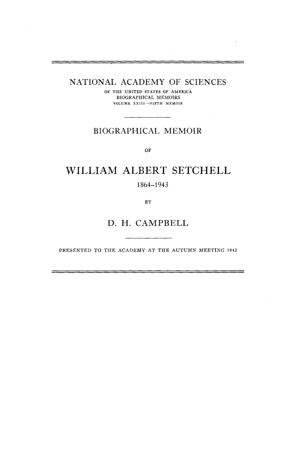 William Albert Setchell 1864-1943