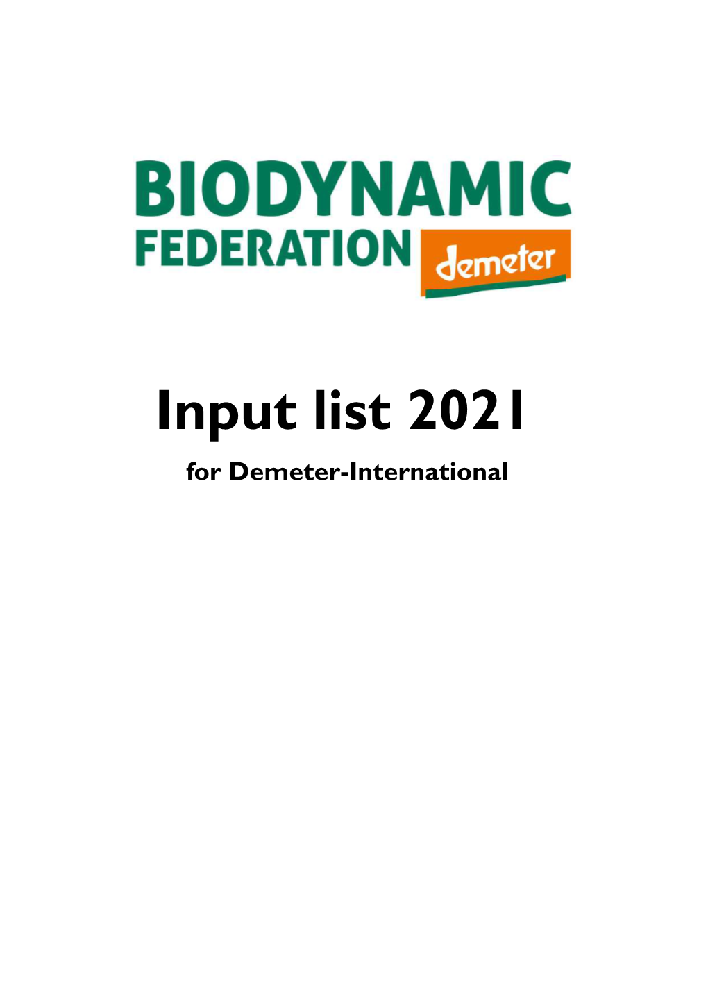 Input List 2021 for Demeter-International Imprint