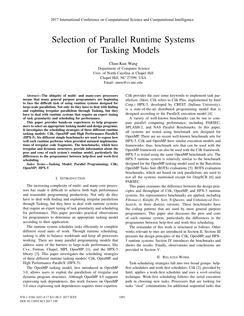 Selection of Parallel Runtime Systems for Tasking Models