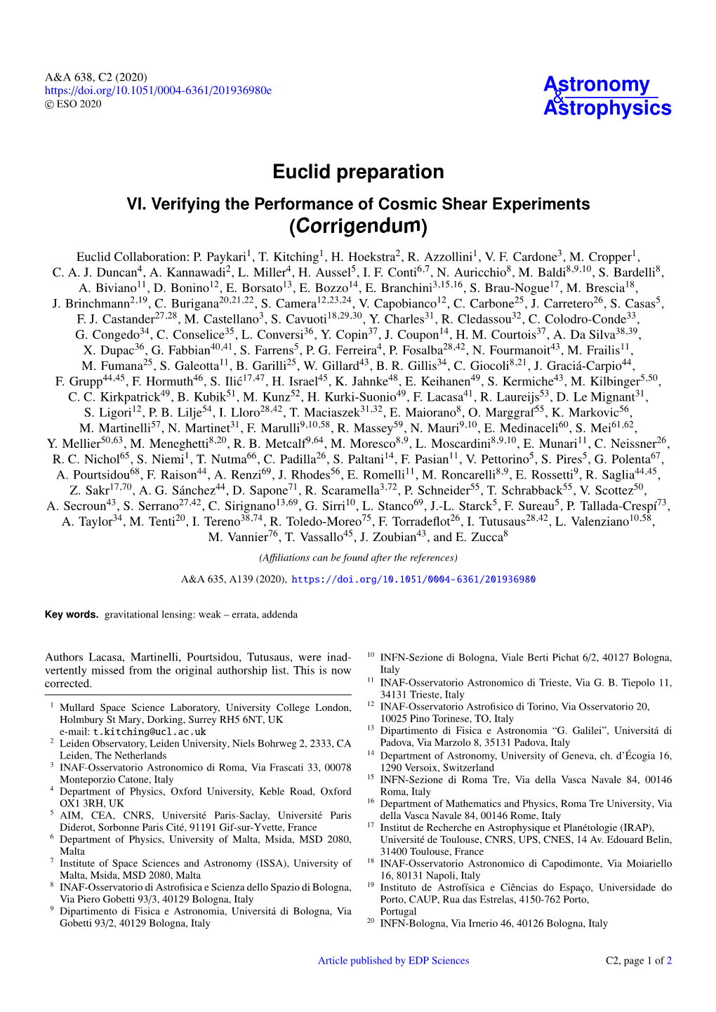 Euclid Preparation VI