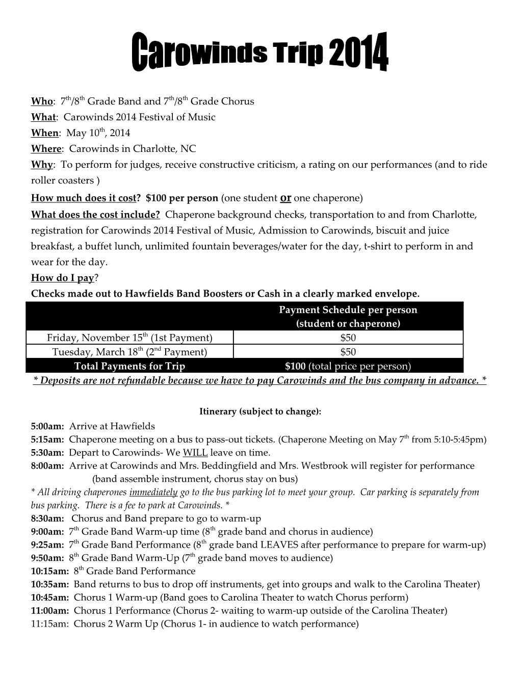 Who: 7Th/8Th Grade Band and 7Th/8Th Grade Chorus