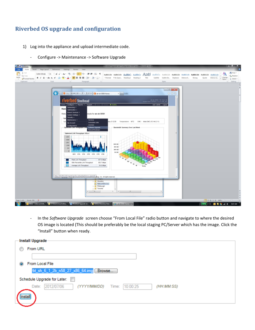 Riverbed OS Upgrade and Configuration