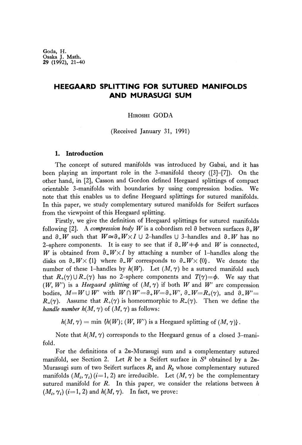 Heegaard Splitting for Sutured Manifolds and Murasugi Sum