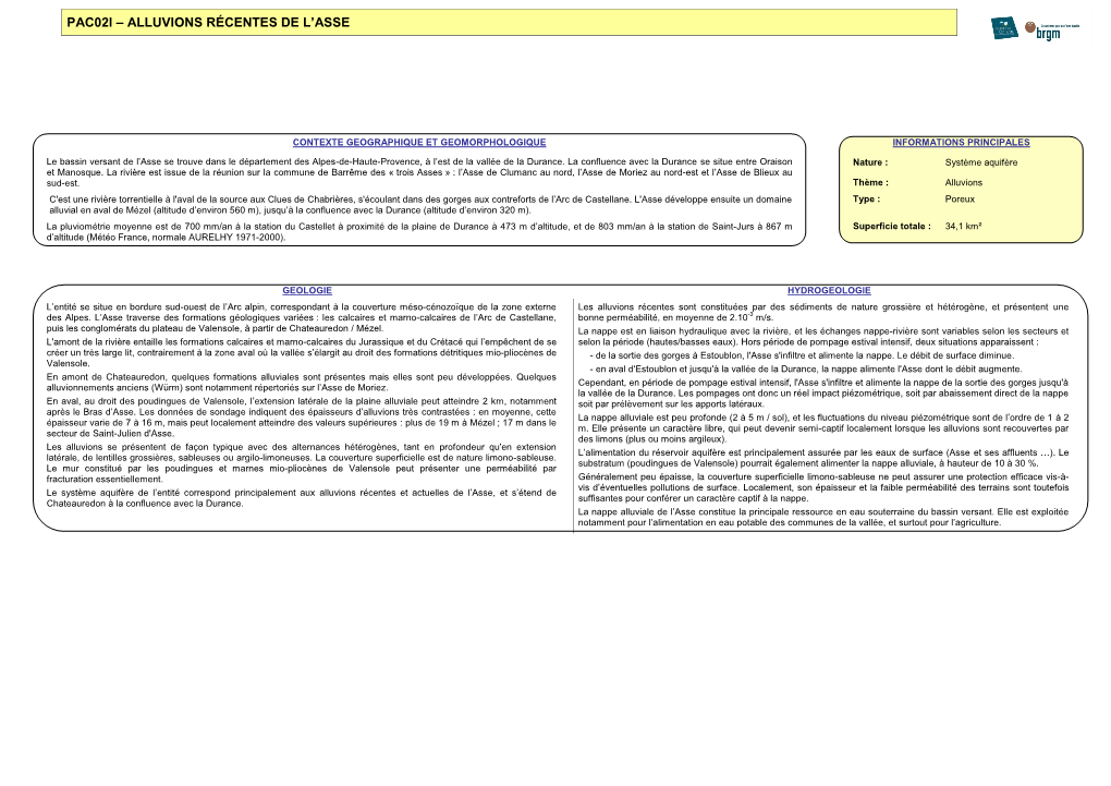 Pac02i – Alluvions Récentes De L'asse