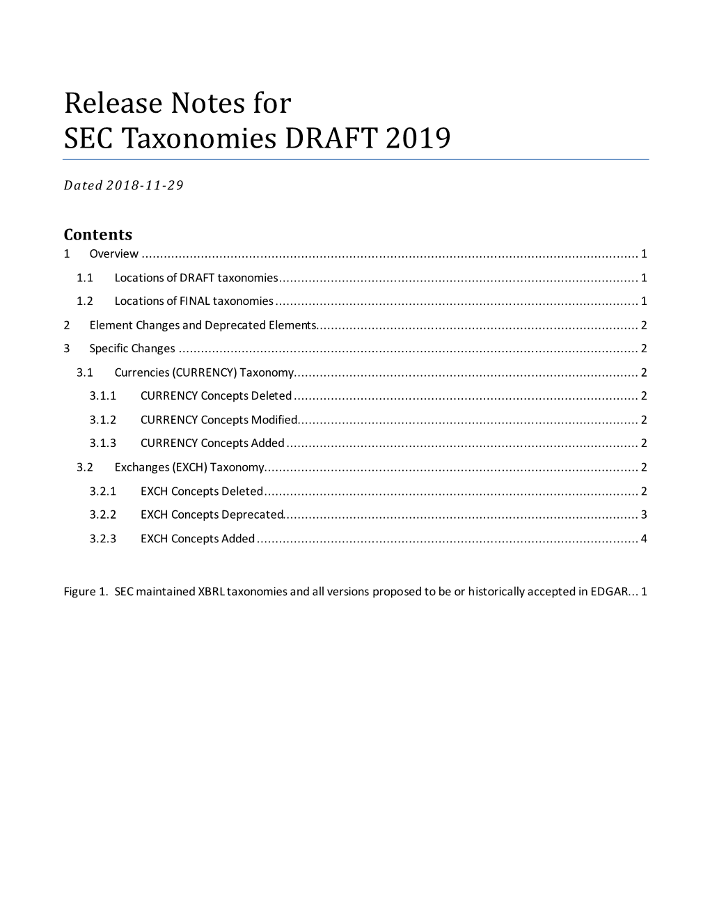 Release Notes for SEC Taxonomies DRAFT 2019