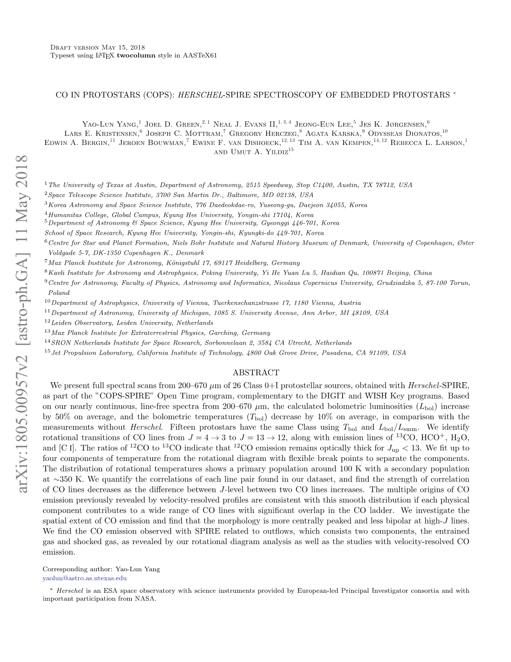 CO in Protostars (COPS): $ Herschel $-SPIRE Spectroscopy of Embedded