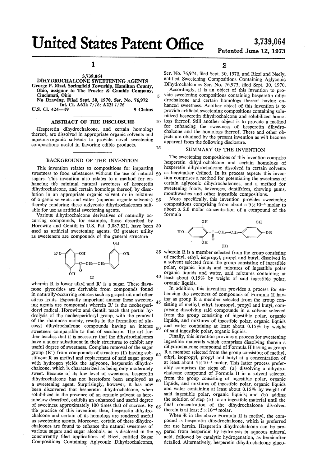 United States Patent Office Patented June 12, 1973 2 3,739,064 Ser